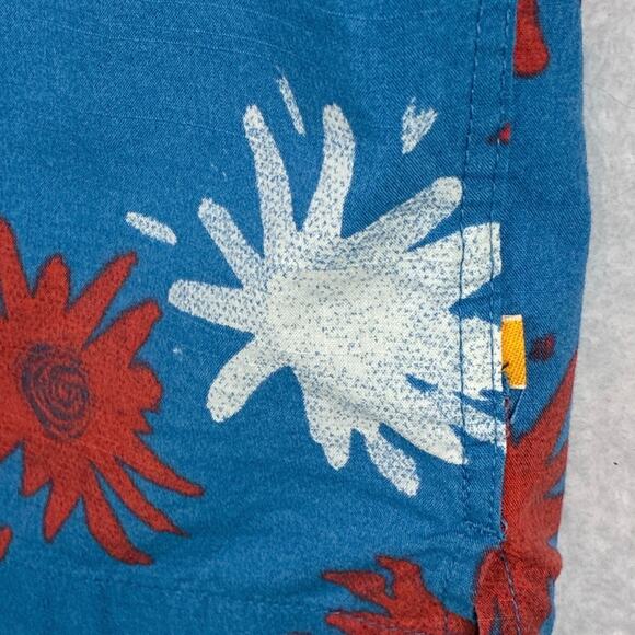 Quiksilver Waterman Camp Shirt Mens XXL Blue Red Floral Preppy Hawaiian Aloha - Picture 8 of 10